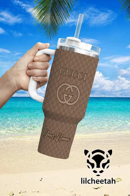Gucci Brand Custom Stanley Quencher 40Oz Stainless Steel Tumbler With Handle