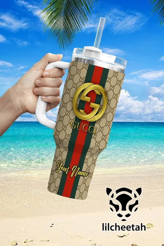 Gucci Brand Custom Stanley Quencher 40Oz Stainless Steel Tumbler With Handle
