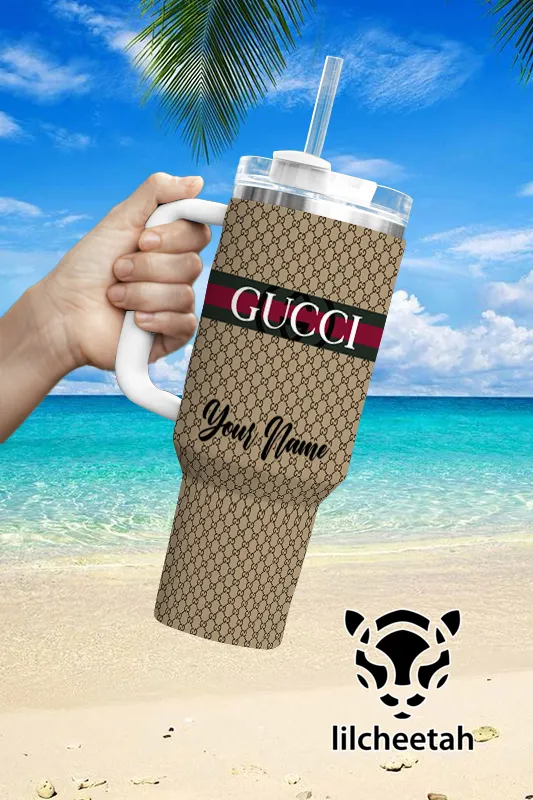 Gucci Brand Custom Stanley Quencher 40Oz Stainless Steel Tumbler With Handle