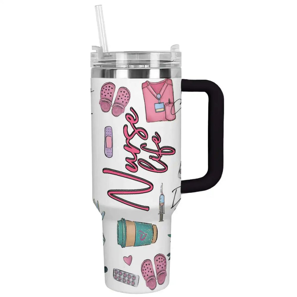 Nurse Custom 40Oz Stainless Steel Tumbler With Handle