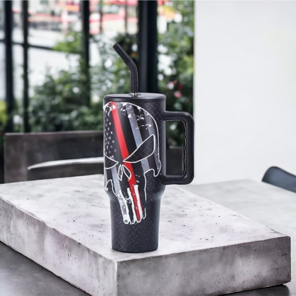 Punisher Skull Custom Stanley Quencher 40Oz Stainless Steel Tumbler