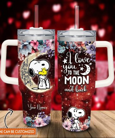 Snoopy Peanuts Cartoon Custom Stanley Quencher 40Oz Stainless Steel Tumbler With Handle