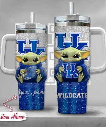 Ncaa Kentucky Wildcats Baby Yoda Custom Stanley Quencher 40Oz Stainless Steel Tumbler With Handle