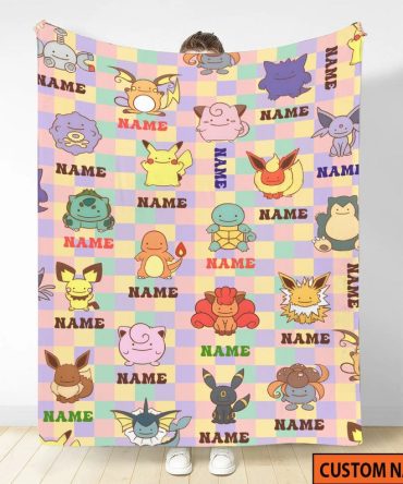 Custom Name Pokémon Blanket - Personalized Soft Fleece Throw For Fans & Kids
