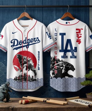 Limited Edition Godzilla X Dodgers Baseball Jersey – Unleash Your Inner Fan With Epic Style!