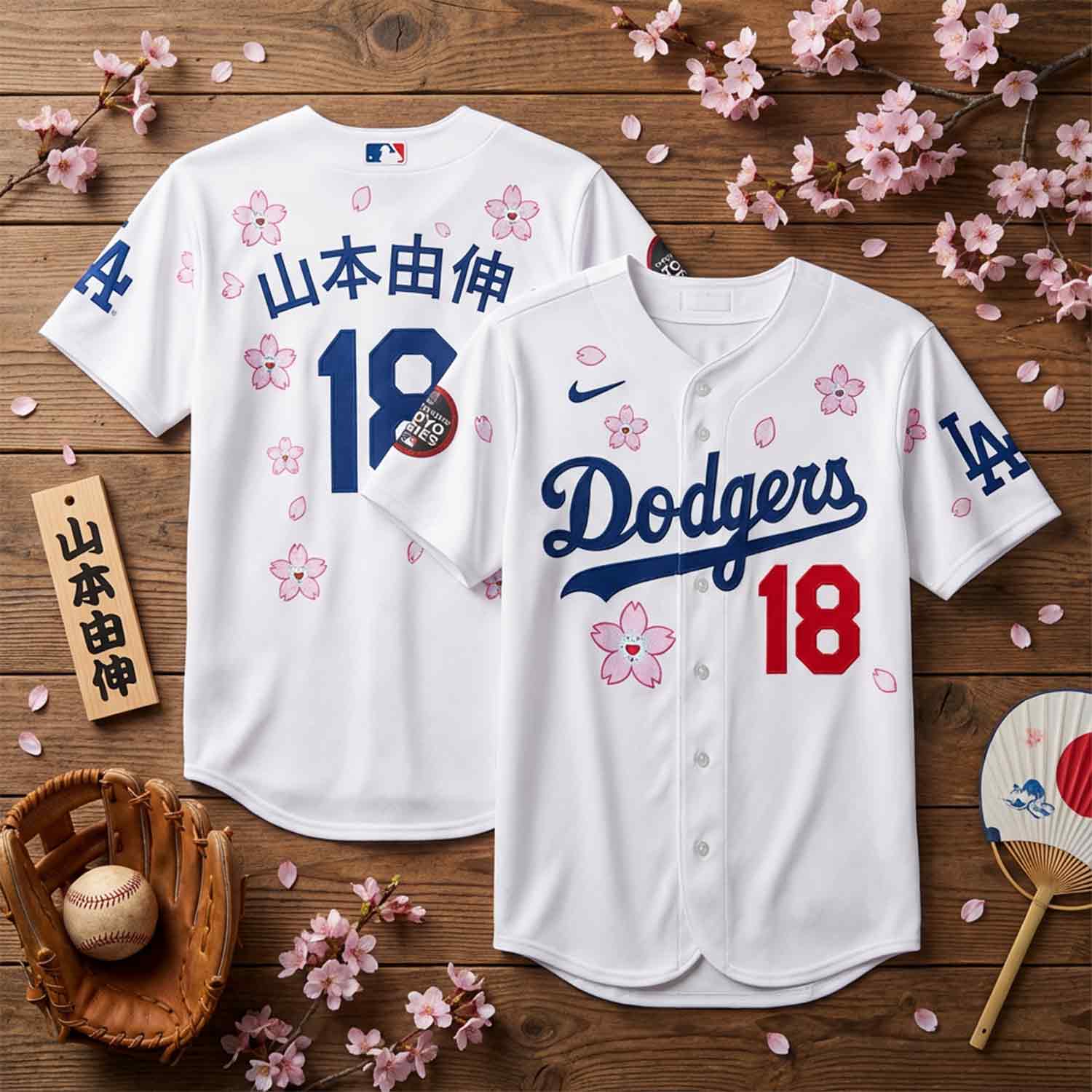 Limited Edition Mlb Tokyo Series Dodgers Jersey - Cherry Blossom Design