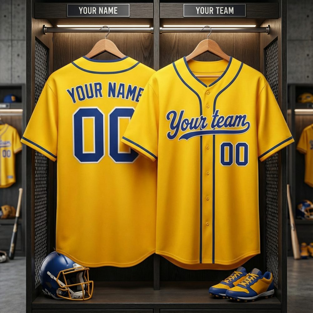 Customize Your Team Name Baseball Jersey - Add Your Name & Number - Vibrant Yellow Jersey!
