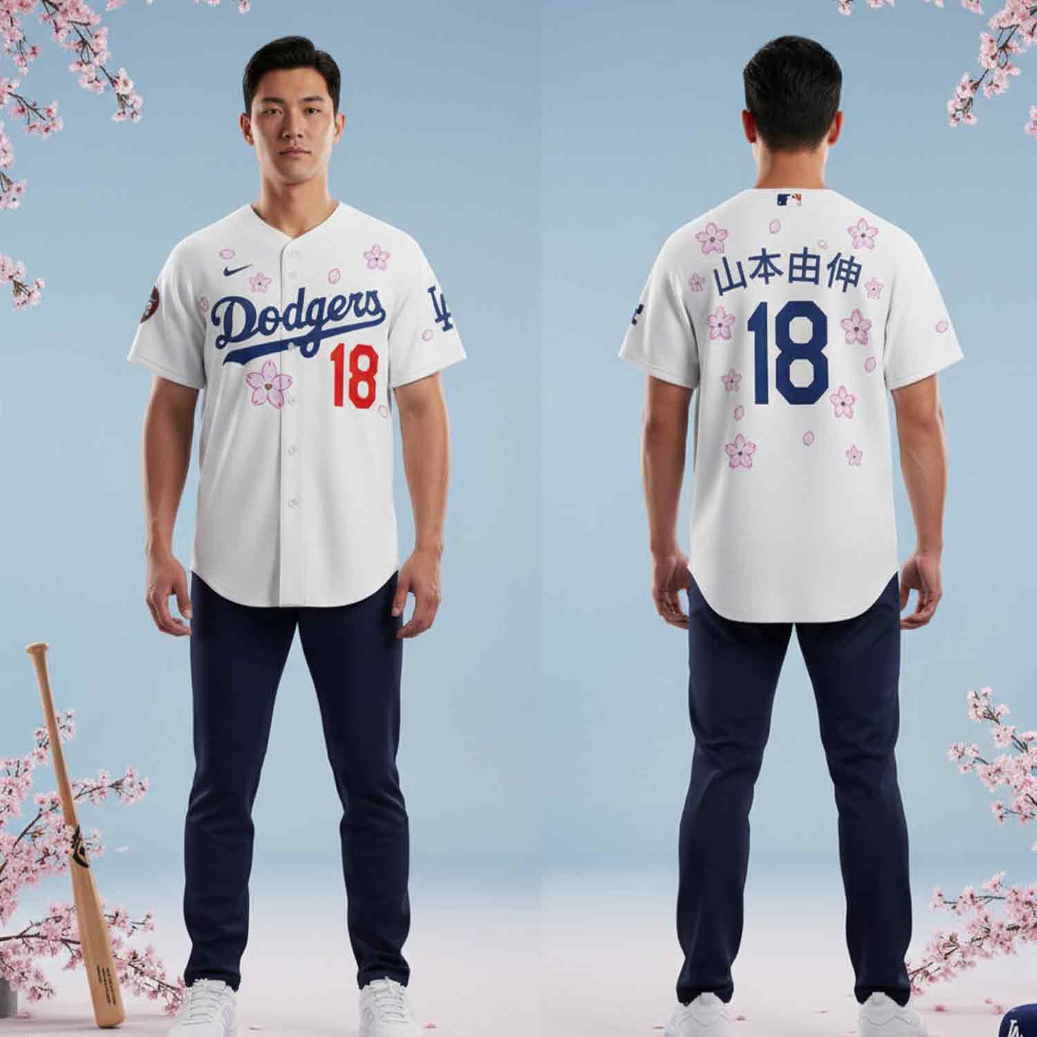Limited Edition Mlb Tokyo Series Dodgers Jersey - Cherry Blossom Design - Image 2