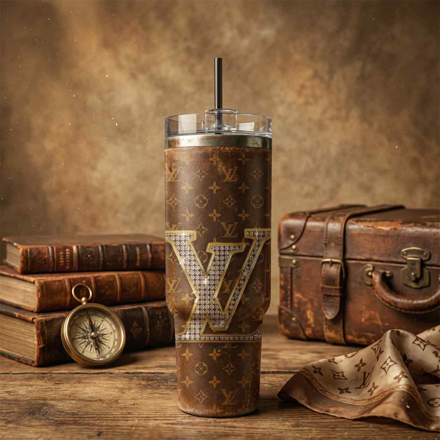 Louis Vuitton Stanley Tumbler Cup, 40 Oz Tumbler With Handle, Stylish & Insulated For Hot/Cold Drinks - Perfect Gift - Image 3