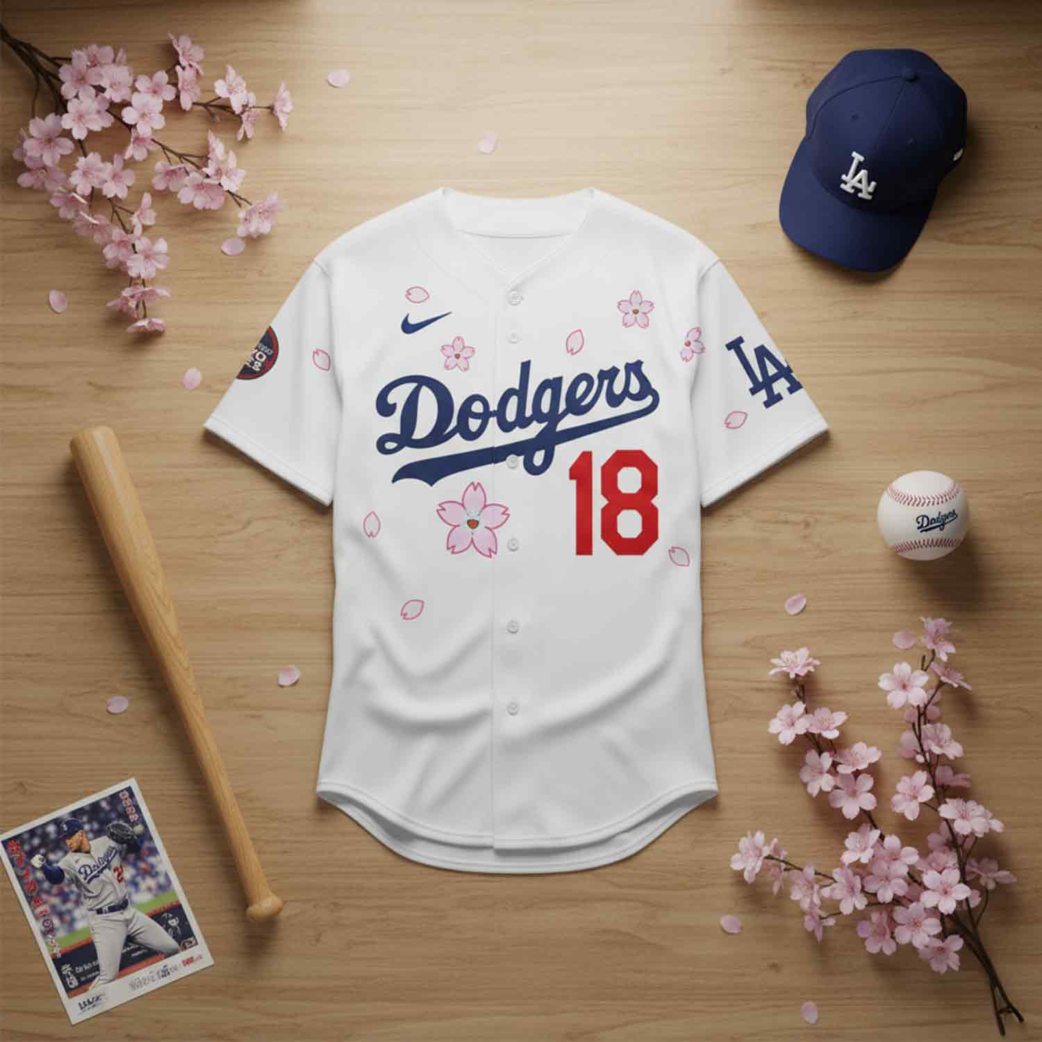 Limited Edition Mlb Tokyo Series Dodgers Jersey - Cherry Blossom Design - Image 4