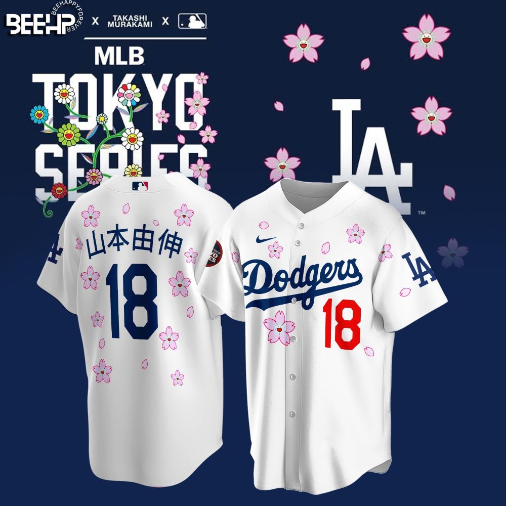 Limited Edition Mlb Tokyo Series Dodgers Jersey - Cherry Blossom Design - Image 3