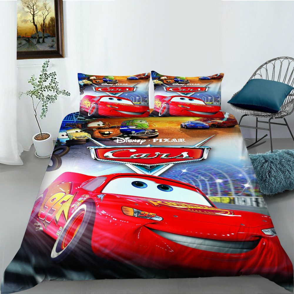 Disney Pixar Cars Bedding Set - Lightning Mcqueen Twin Comforter & Pillowcases