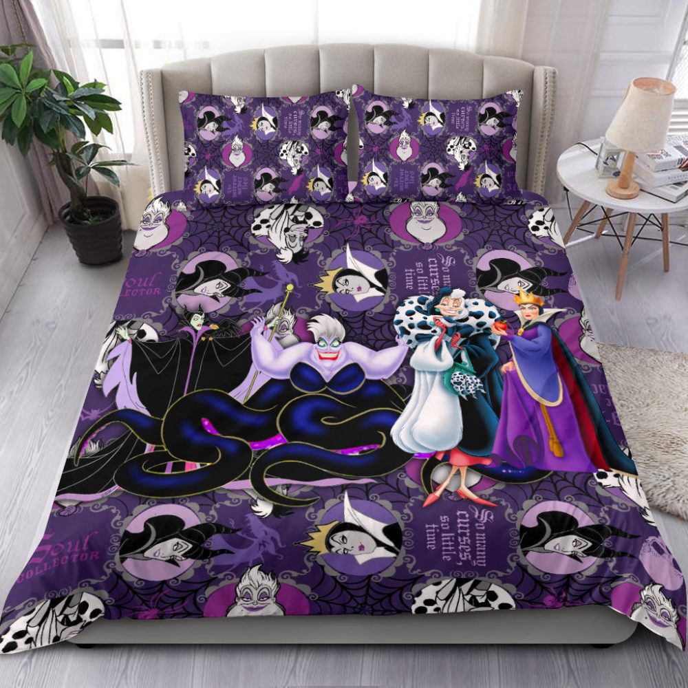 Disney Villains Purple Comforter Set - Queen Size Bedding For Kids & Adults