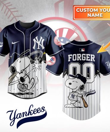 Customizable Yankees Snoopy Jersey - Personalized Name Baseball Fan Gear