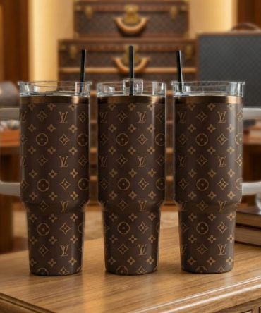 Louis Vuitton Stanley Cup, 40 Oz Tumbler With Handle, Stylish & Insulated For Hot/Cold Drinks - Perfect Gift