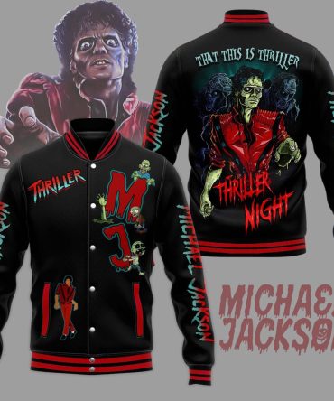 Thriller Night Michael Jackson Varsity Jacket - Iconic Zombie Design, Perfect Gift For Fans!