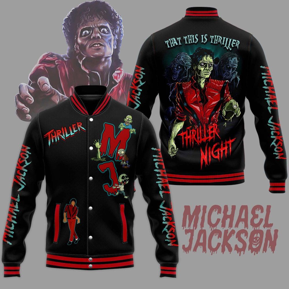 Thriller Night Michael Jackson Varsity Jacket - Iconic Zombie Design, Perfect Gift For Fans!