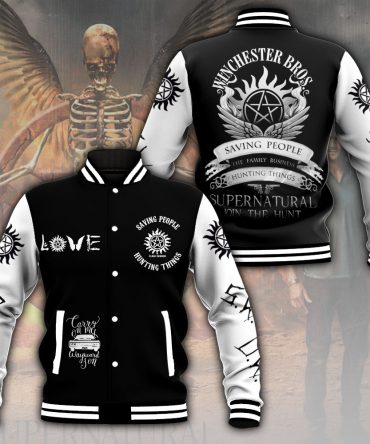 Supernatural Varsity Jacket - Winchester Bros Design, Stylish & Cozy For Fans