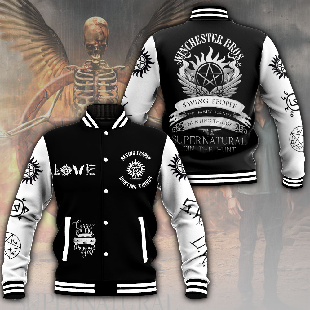 Supernatural Varsity Jacket - Winchester Bros Design, Stylish & Cozy For Fans
