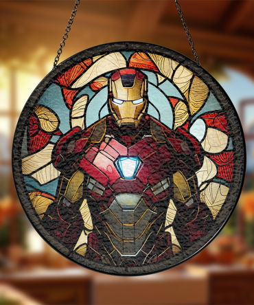Marvel Stained Glass Suncatcher Iron Hero Design For Home Decor Gifts