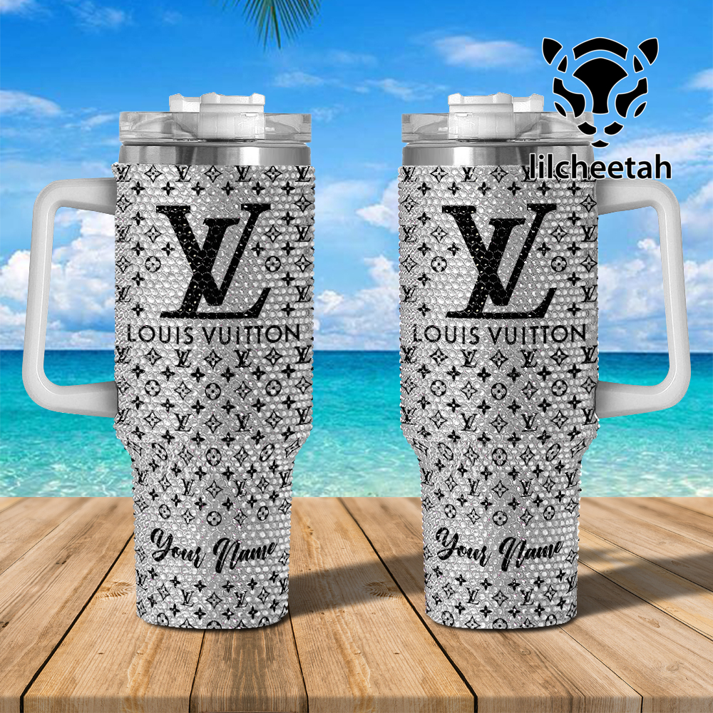 Louis Vuitton Stanley Cup, 40 Oz Tumbler With Handle, Stylish & Insulated For Hot/Cold Drinks - Perfect Gift Luxury Tumbler With Straw - Elegant Travel Mug Gift 2