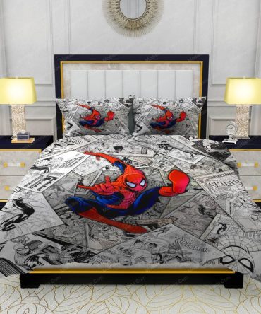 Marvel Spider-Man Comic Bedding Set - Kids Twin/Full Duvet Cover With Pillowcases
