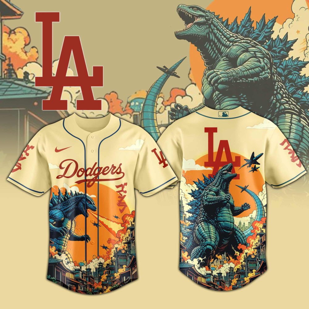Limited Edition La Dodgers X Godzilla Graphic Jersey - Eye-Catching Design, Perfect Gift For Fans! - Image 3