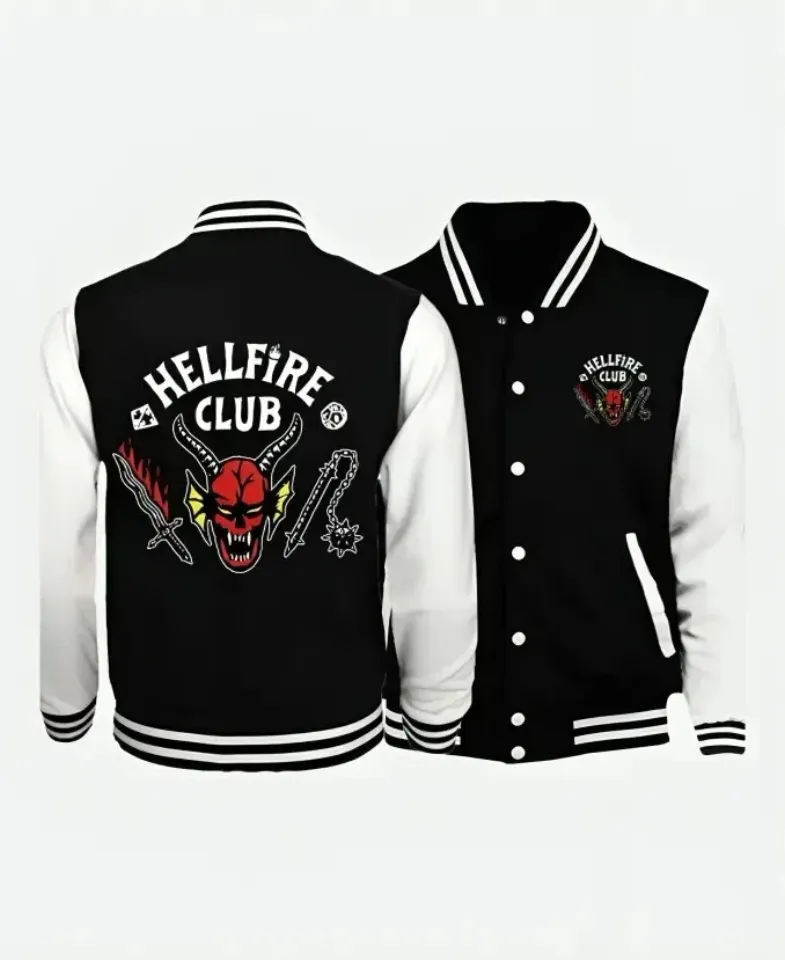 Exclusive Hellfire Club Varsity Jacket - Bold Black & White Design With Iconic Logo