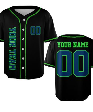 Custom Your Team Name Sport Fan Baseball Jersey - Limited Edition Black & Green Football Shirt