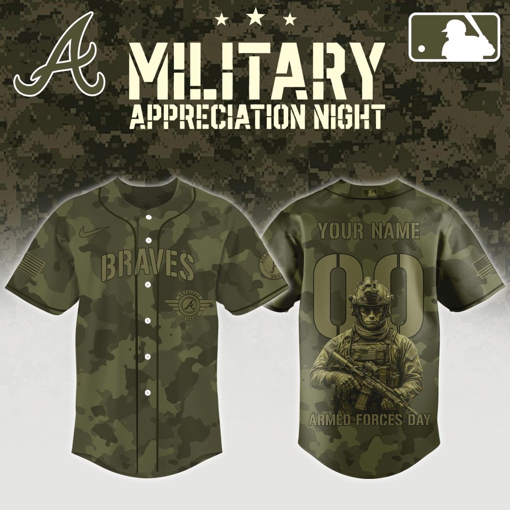Custom Military Appreciation Jersey – Camo Braves Design, Personalized Name & Number