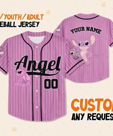 Custom Kids/Adult Pink Lilo Stitch Baseball Jersey - Personalized Name & Design Available!