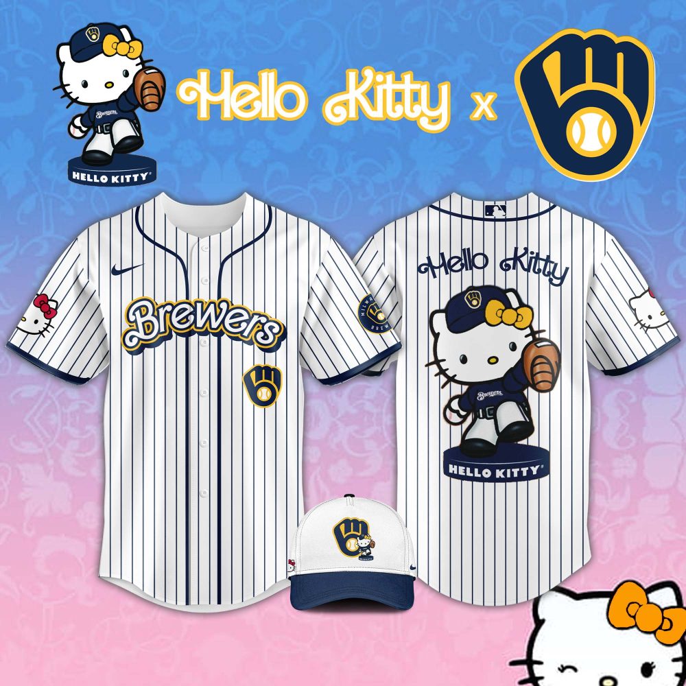 Limited Edition Hello Kitty X Brewers Jersey – Cute Baseball Fan Gear!
