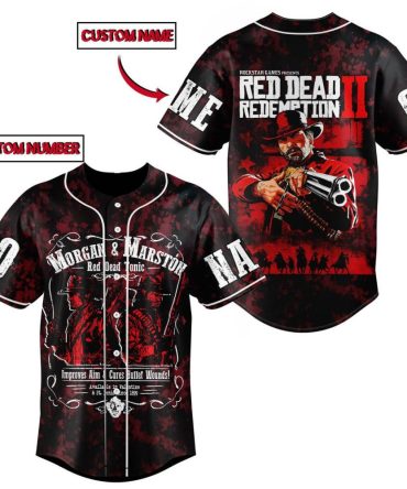 Customizable Red Dead Redemption Ii Baseball Jersey – Add Name & Number, Perfect Gamer Gift!