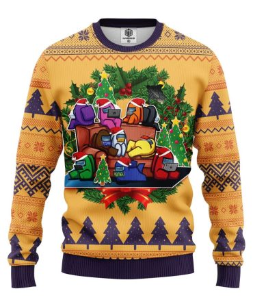 Among Us Yellow Ugly Christmas Ugly Christmas Sweater Amazing Gift Idea Thanksgiving Gift