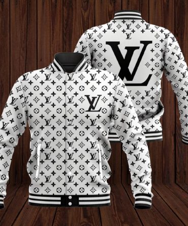 Luxury Brand Logo White Black Louis Vuitton Varsity Jacket Limited Edition