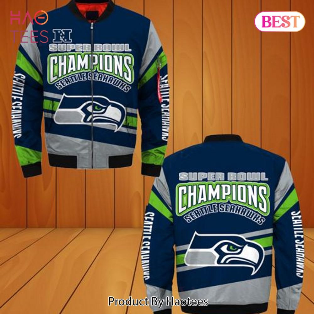 New Fashion Seattle Bomber Jacket Super Bowl Champions Winter Gift For Men