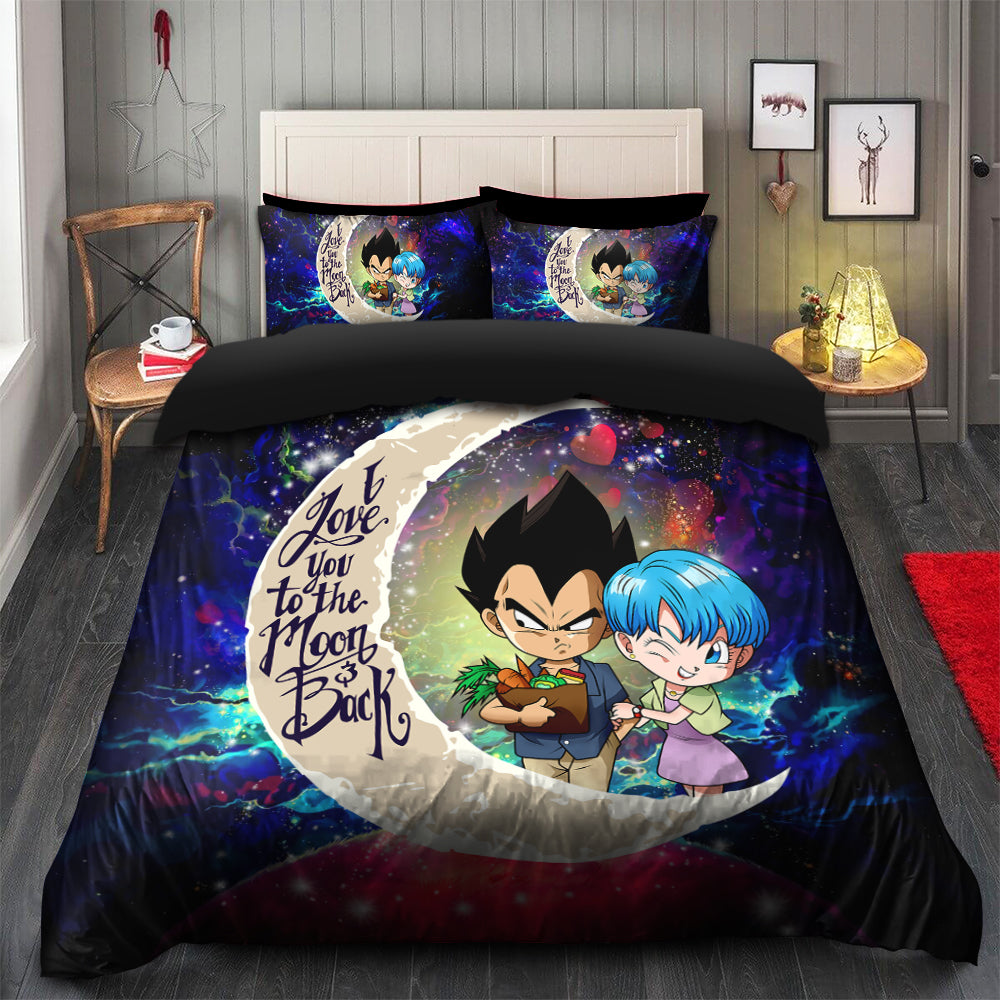 Vegeta And Bulma Dragon Ball Love You To The Moon Galaxy Bedding Set Duvet Cover And 2 Pillowcases