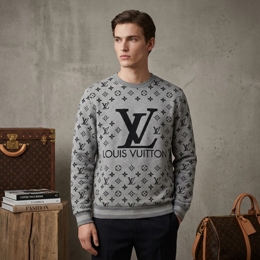 LV Grey 3D Sweater - Image 3
