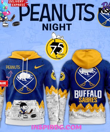 Buffalo Sabres 75Th Anniversary Of Peanuts All Over Print Hoodie, 3D Hoodie