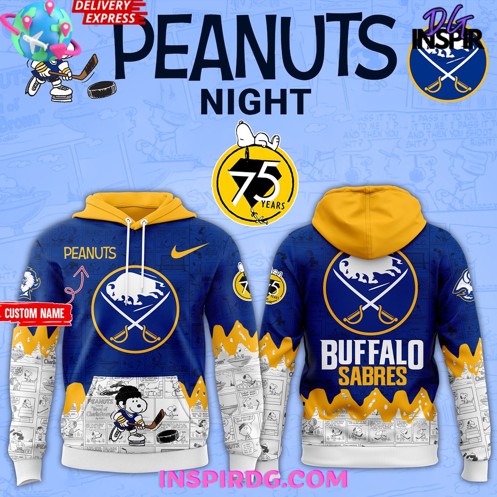 Buffalo Sabres 75Th Anniversary Of Peanuts All Over Print Hoodie, 3D Hoodie