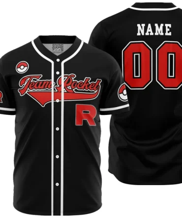 Personalized Team Rocket Grunt Black Pokemon Baseball Jersey
