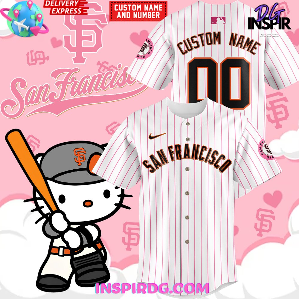 San Francisco Giants X Hello Kitty Night Custom Stripe Baseball Jersey