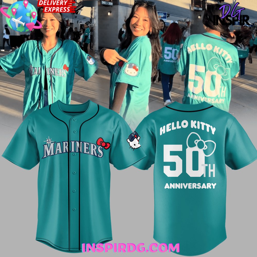 Seattle Mariners X Hello Kitty 50Th Anniversary Baseball Jersey