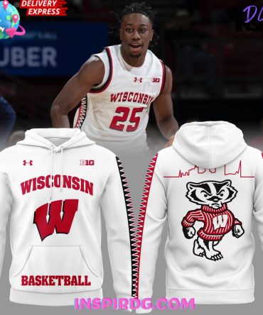 Wisconsin Badgers Basketball Bucky Badger White All Over Print Hoodie, 3D Hoodie