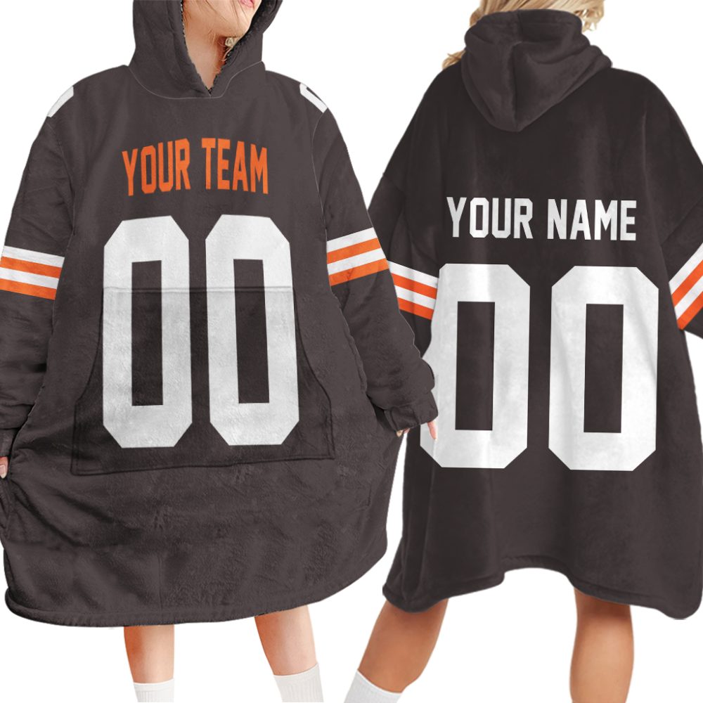Custom your team name NFL Inspired Football Hooded Blanket Hoodie