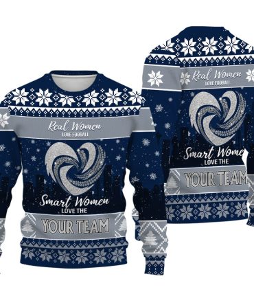 Custom Your Team Name Sport Women Love Football Ugly Christmas Sweater