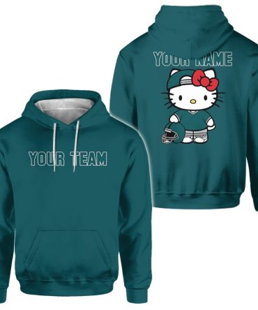 Custom Your Team Name Sport Hello Kitty Green All Over Print Hoodie