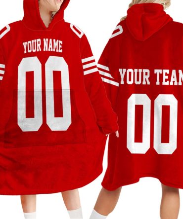 Custom Your Team Name Sport Football NFL Inspired Football Hooded Blanket Hoodie