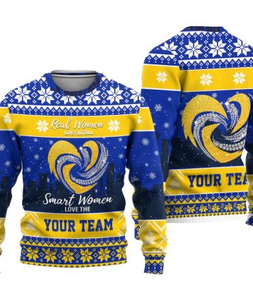 Custom Your Team Name Sport Real Women Love Football Ugly Christmas Sweater