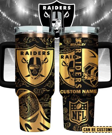 Las Vegas Raiders Custom Stanley Quencher 40Oz Stainless Steel Tumbler With Handle, Stanley Cup, Tumbler Cup, Best Gift